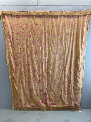 Chinese antique Canton export silk embroidered hanging (230 x 178cm)