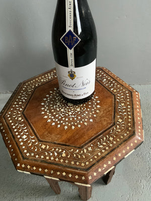 Indian antique Hoshiapur miniature folding octagonal table (32 x 31cm)