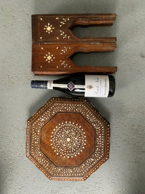 Indian antique Hoshiapur miniature folding octagonal table (32 x 31cm)