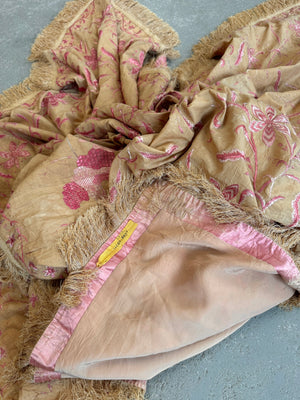 Chinese antique Canton export silk embroidered hanging (230 x 178cm)