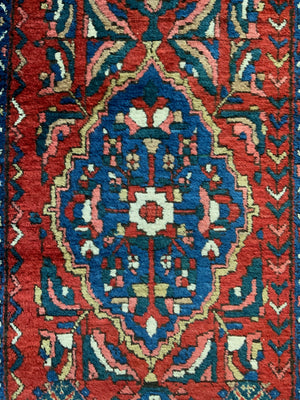 NWP vintage red ground runner with five medallions (334 x 92cm)