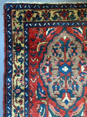 NWP vintage red ground runner with five medallions (334 x 92cm)