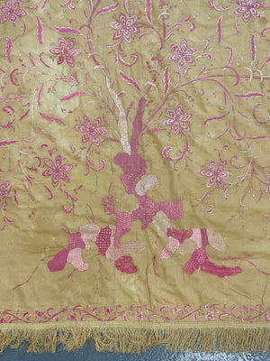 Macau or Cantonese antique embroidered bed cover  (235 x 185cm)