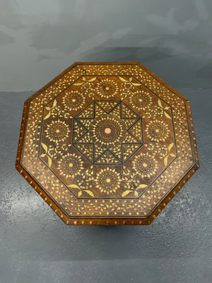 PUNJAB HOSHIAPUR BRASS / COPPER INLAY OCTAGONAL TABLE (61 X 61 X 61CM