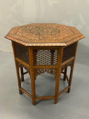 PUNJAB HOSHIAPUR BRASS / COPPER INLAY OCTAGONAL TABLE (61 X 61 X 61CM