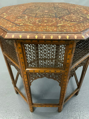 PUNJAB HOSHIAPUR BRASS / COPPER INLAY OCTAGONAL TABLE (61 X 61 X 61CM