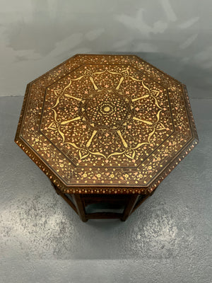 PUNJAB HOSHIAPUR BRASS / COPPER INLAY OCTAGONAL TABLE (61 X 61 X 61CM)