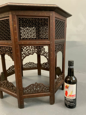PUNJAB HOSHIAPUR BRASS / COPPER INLAY OCTAGONAL TABLE (61 X 61 X 61CM)