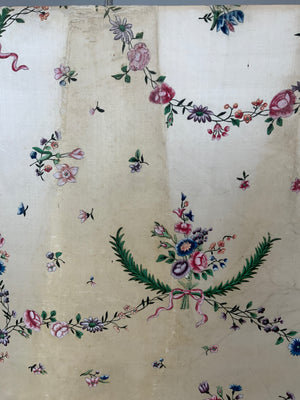 Canton antique Chinese painted silk mounted (96 x 74cm)