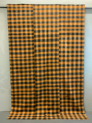 Turkish chequered wool flatweave cover (255 x 166cm)