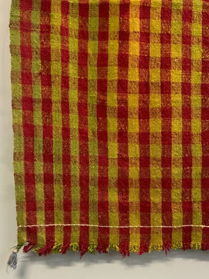 Turkish chequered wool flatweave cover (215 x 190cm)