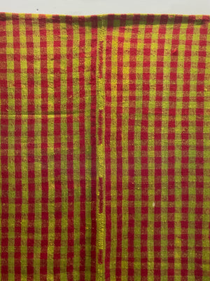 Turkish chequered wool flatweave cover (215 x 190cm)