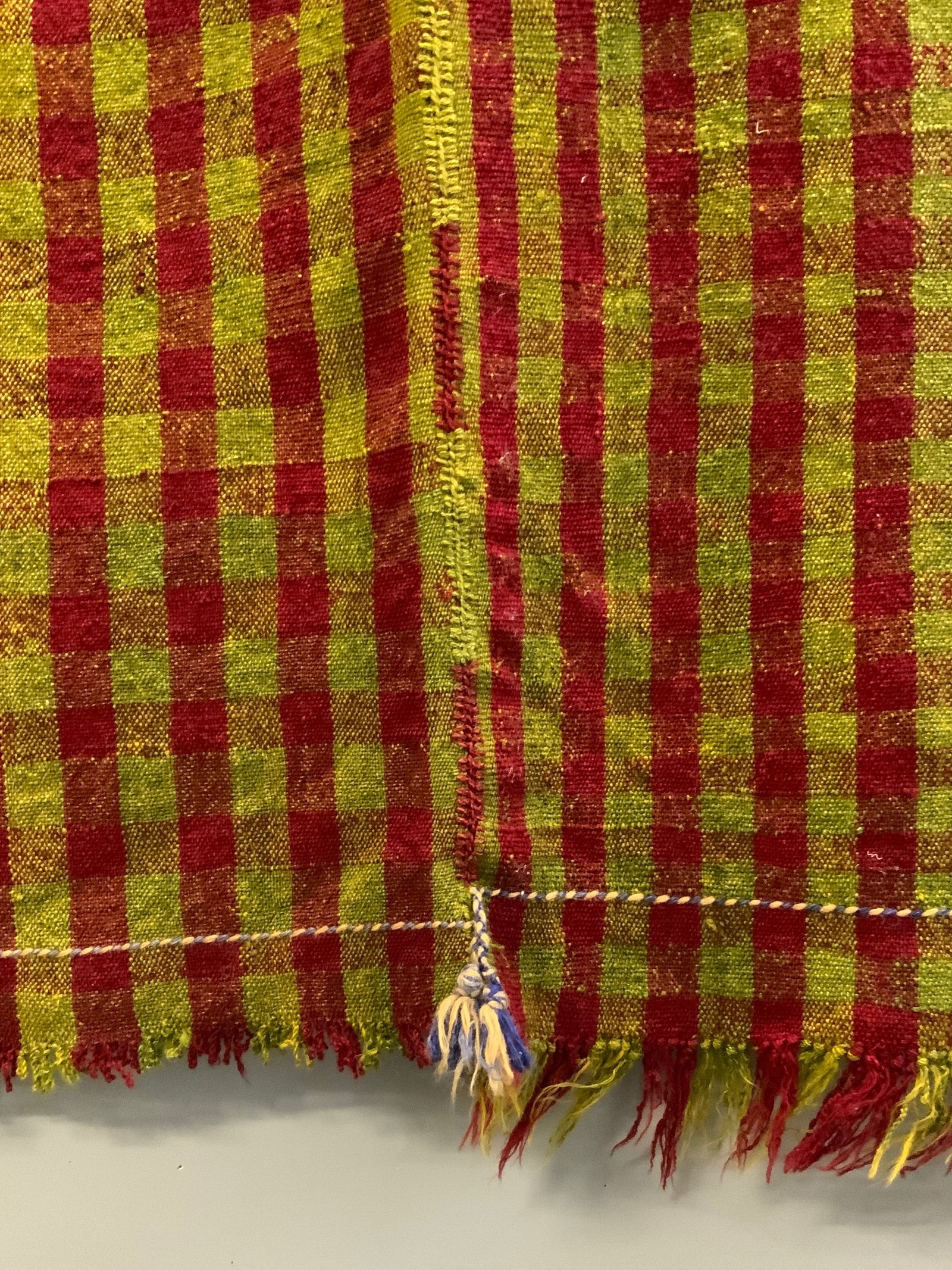 Turkish chequered wool flatweave cover (215 x 190cm)