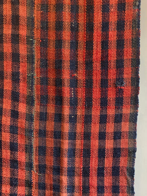 Turkish chequered wool flatweave cover (273 x 137cm)