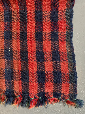 Turkish chequered wool flatweave cover (273 x 137cm)