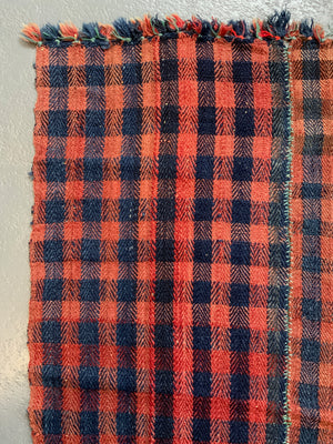 Turkish chequered wool flatweave cover (273 x 137cm)