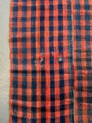 Turkish chequered wool flatweave cover (273 x 137cm)