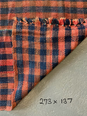 Turkish chequered wool flatweave cover (273 x 137cm)