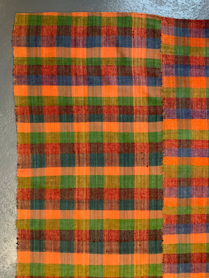 Turkish chequered wool flatweave cover (295 x 173cm)