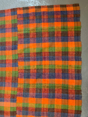 Turkish chequered wool flatweave cover (295 x 173cm)