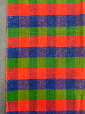 Turkish chequered wool flatweave cover (277 x 176cm)