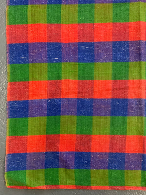 Turkish chequered wool flatweave cover (277 x 176cm)