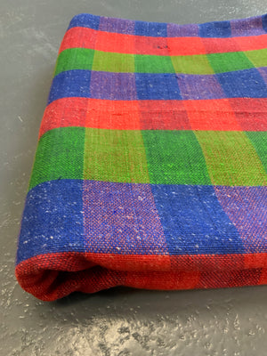 Turkish chequered wool flatweave cover (277 x 176cm)