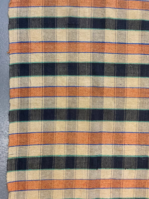 Turkish chequered wool flatweave cover (275 x 185cm)