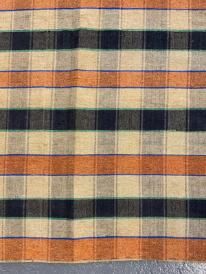 Turkish chequered wool flatweave cover (275 x 185cm)