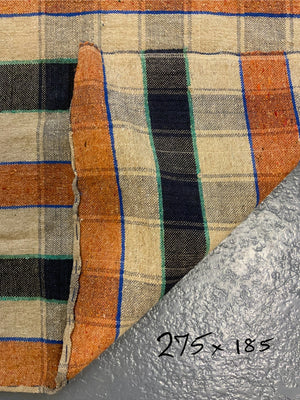 Turkish chequered wool flatweave cover (275 x 185cm)