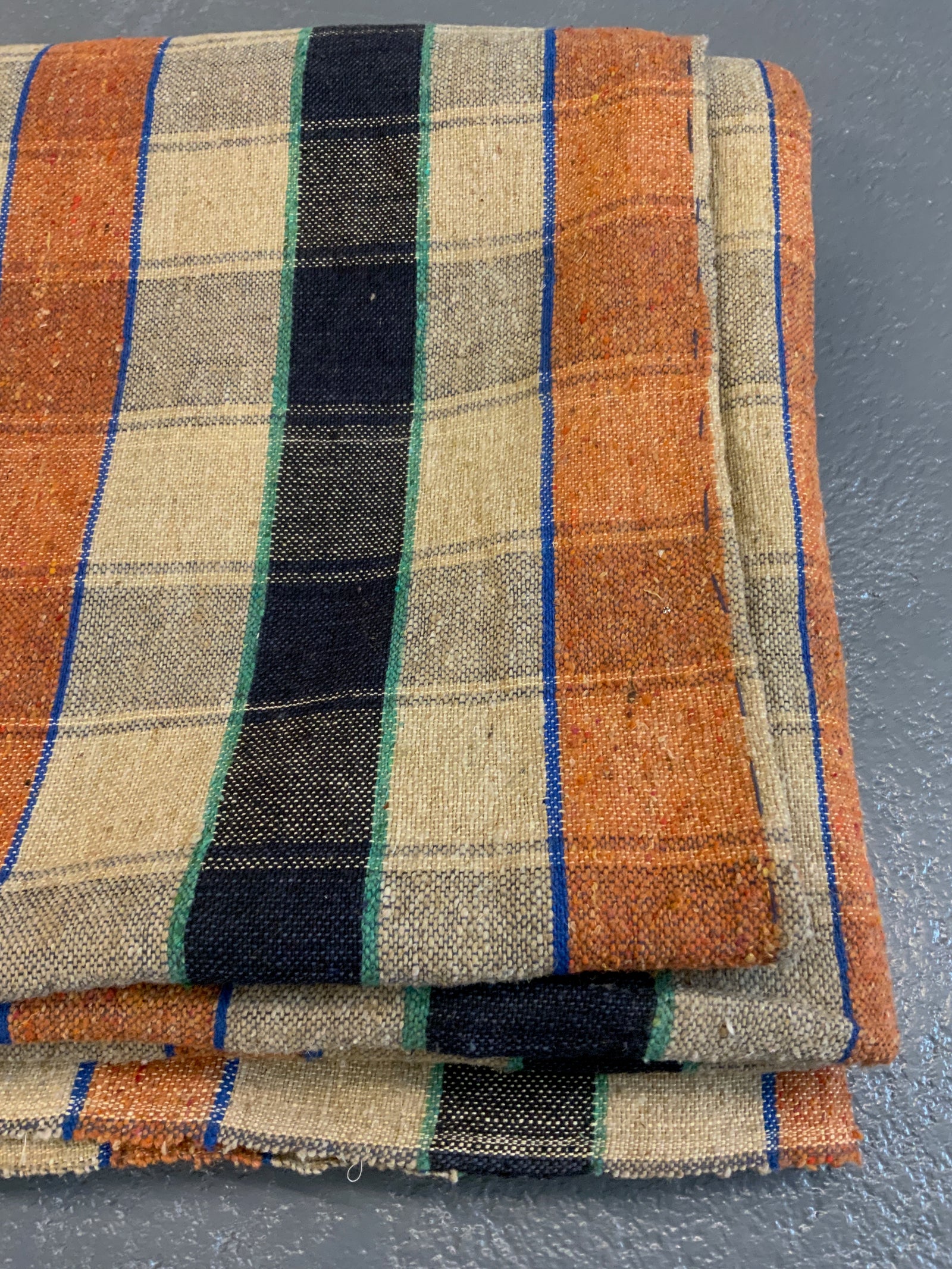 Turkish chequered wool flatweave cover (275 x 185cm)