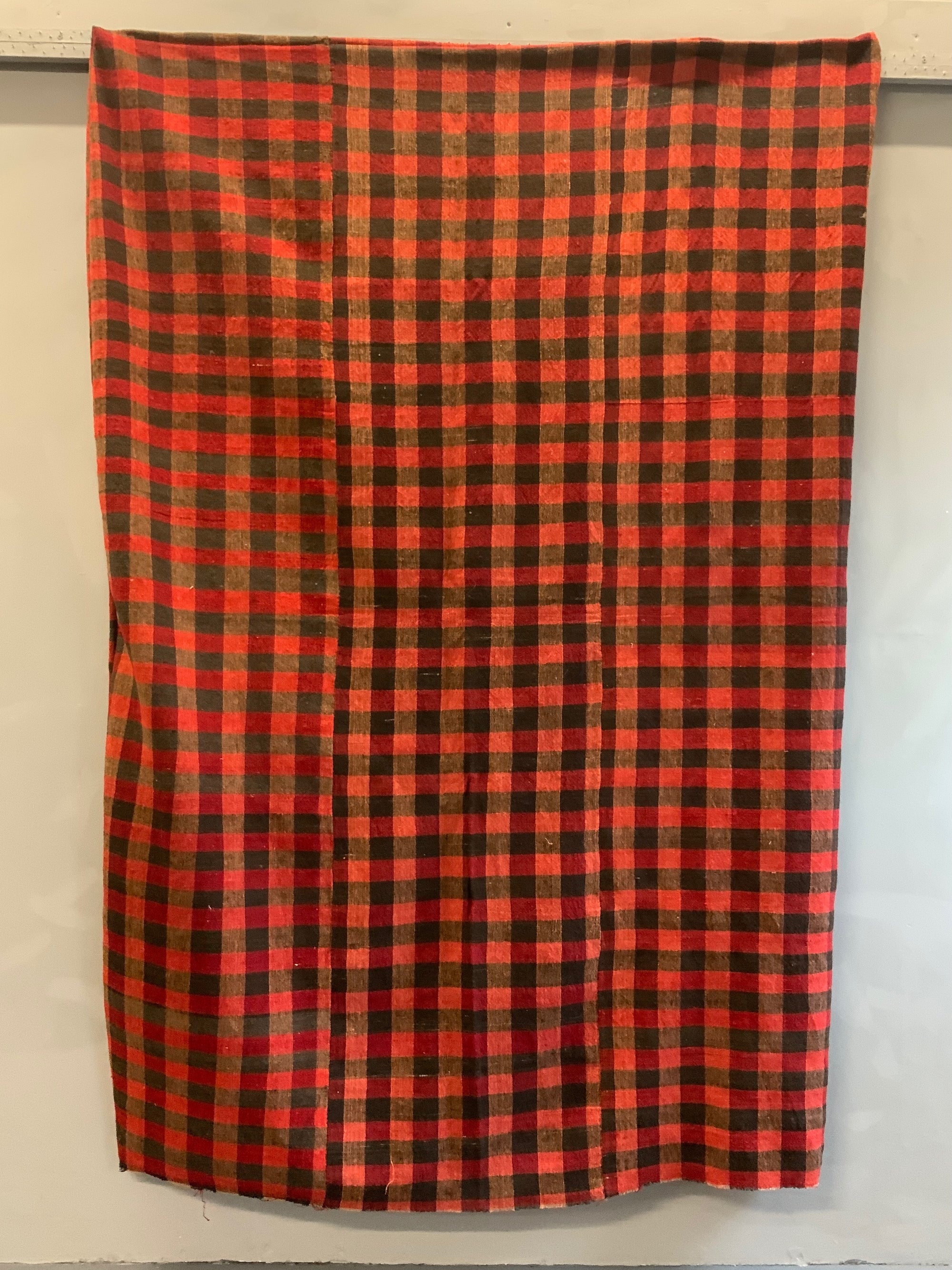 Turkish chequered wool flatweave cover (213 x 155cm)