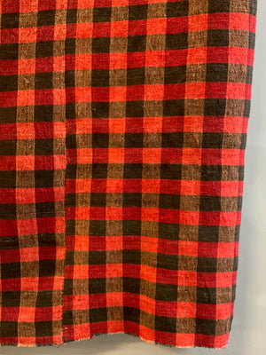 Turkish chequered wool flatweave cover (213 x 155cm)