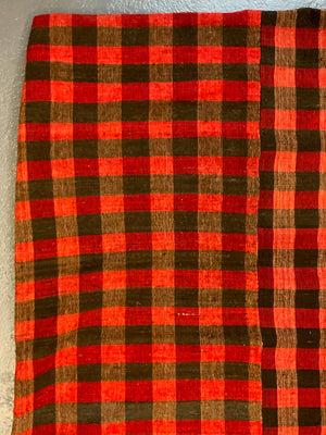 Turkish chequered wool flatweave cover (213 x 155cm)