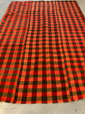 Turkish chequered wool flatweave cover (213 x 155cm)