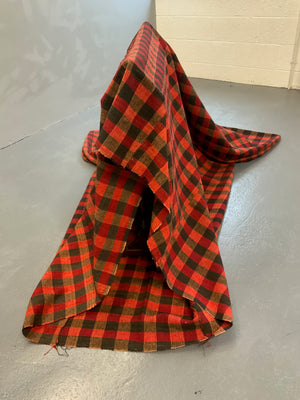 Turkish chequered wool flatweave cover (213 x 155cm)