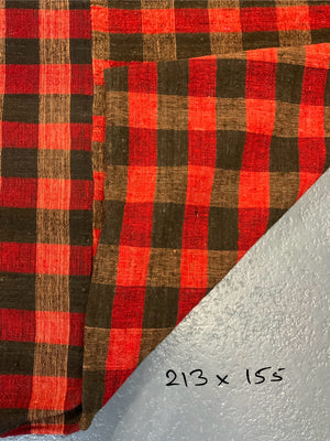 Turkish chequered wool flatweave cover (213 x 155cm)