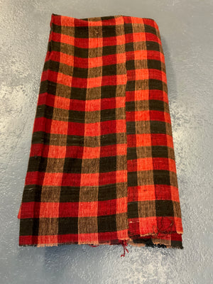 Turkish chequered wool flatweave cover (213 x 155cm)