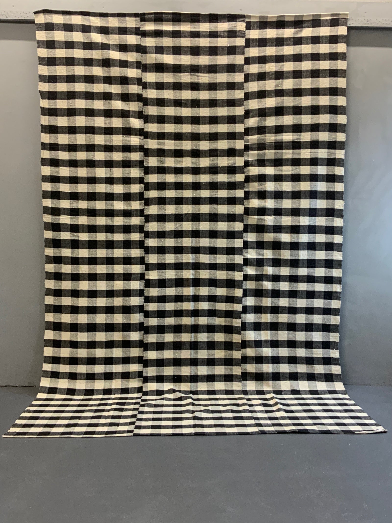 Turkish chequered wool flatweave cover (300 x 182cm)