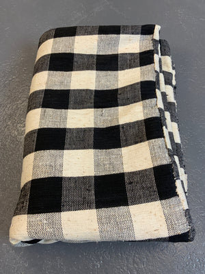 Turkish chequered wool flatweave cover (300 x 182cm)