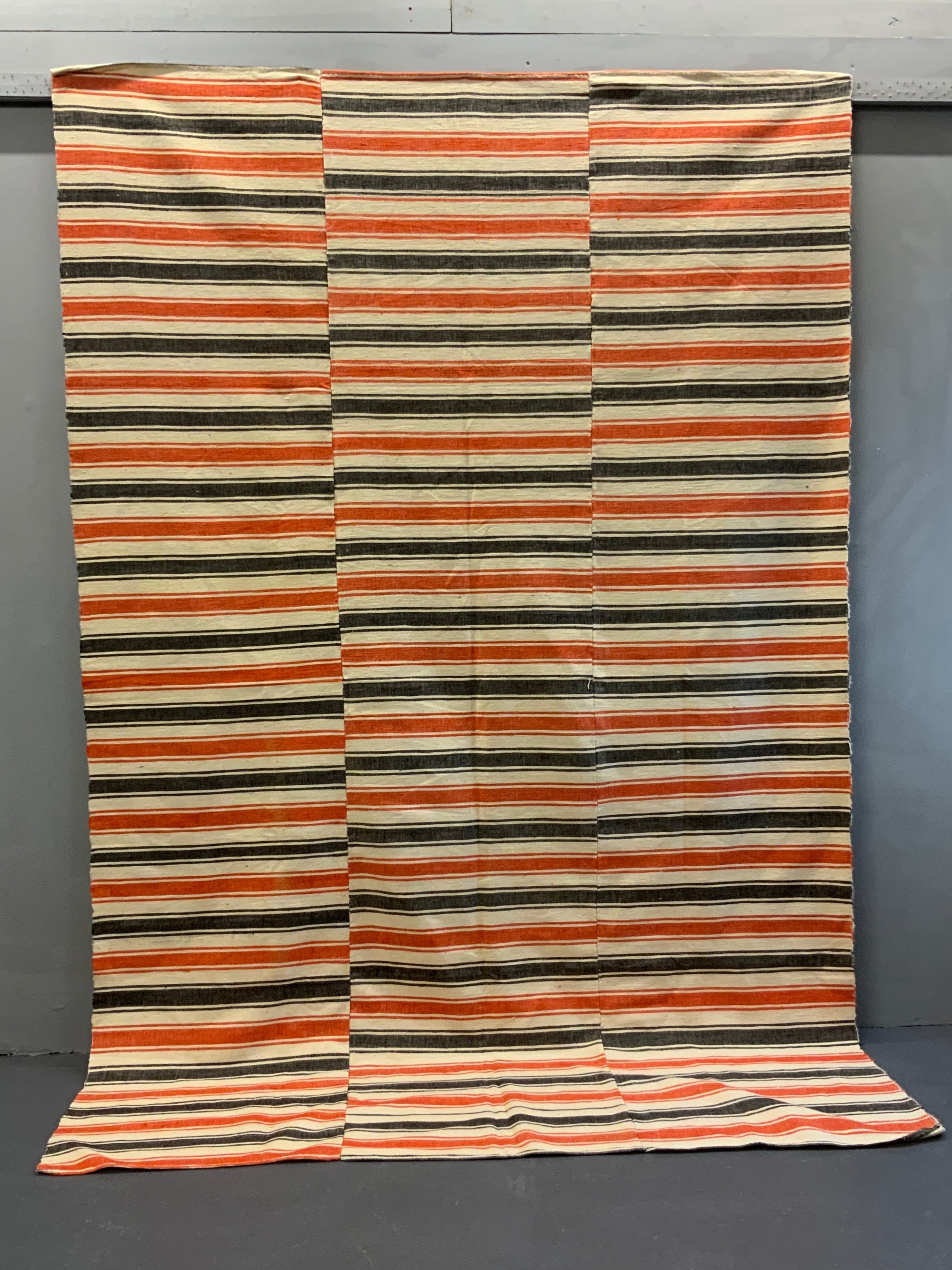 Turkish chequered wool flatweave cover (280 x 190cm)