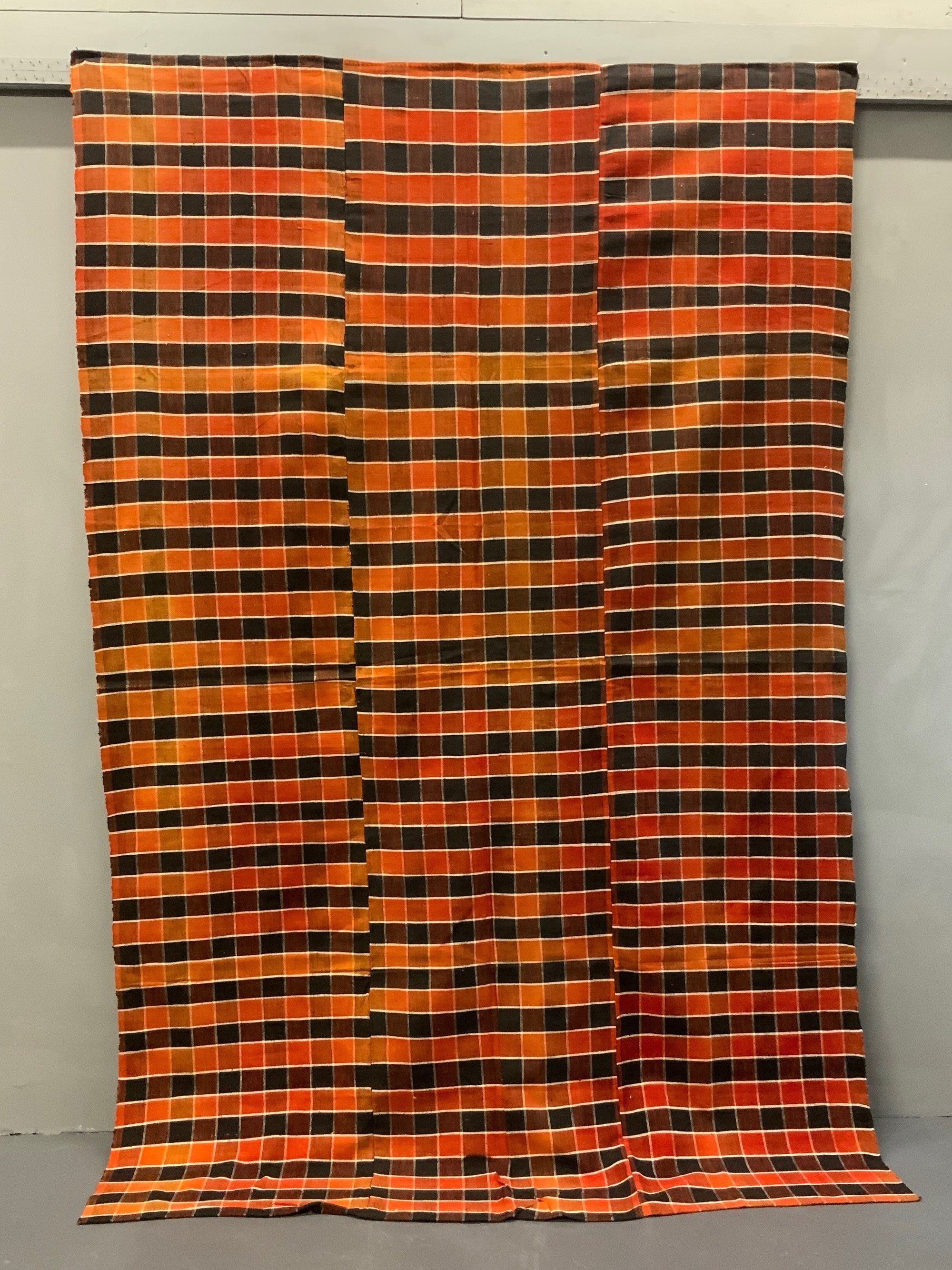 Turkish chequered wool flatweave cover (257 x 170cm)