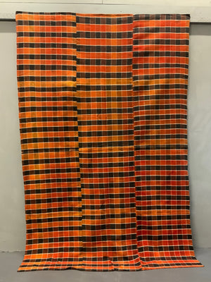 Turkish chequered wool flatweave cover (257 x 170cm)