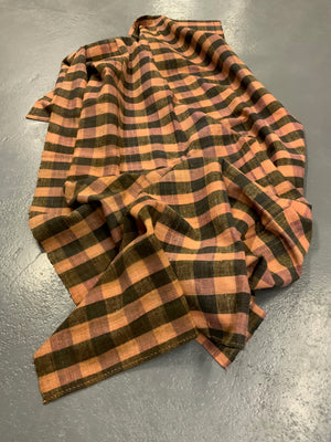 Turkish chequered wool flatweave cover (250 x 167cm)