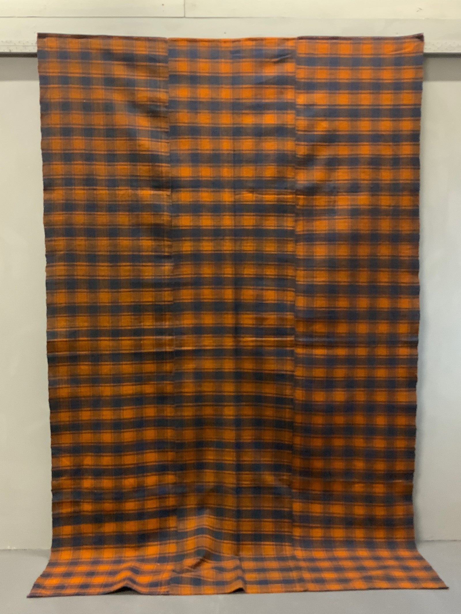 Turkish chequered wool flatweave cover (273 x 173cm)