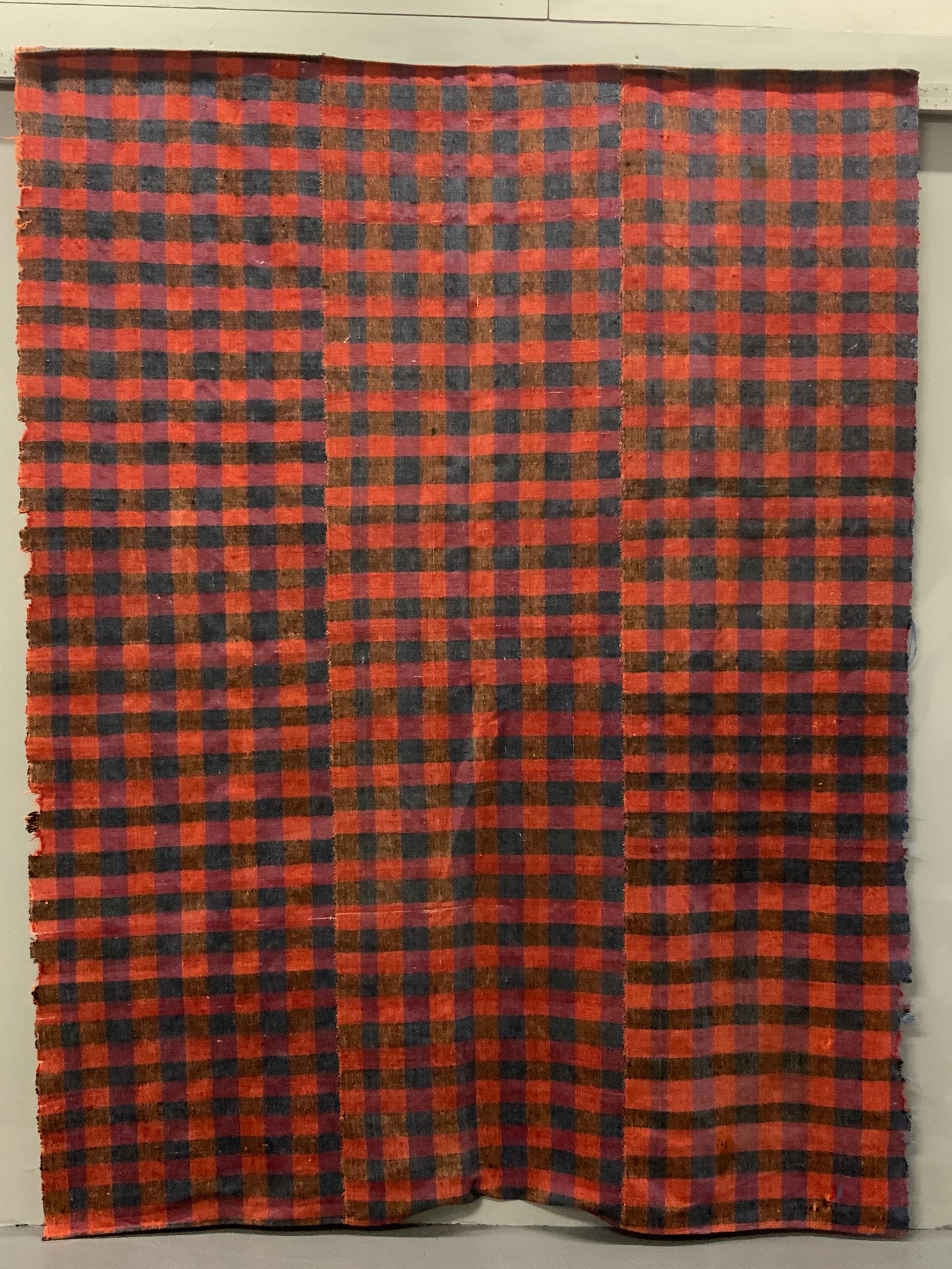 Turkish chequered wool flatweave cover (231 x 180cm)