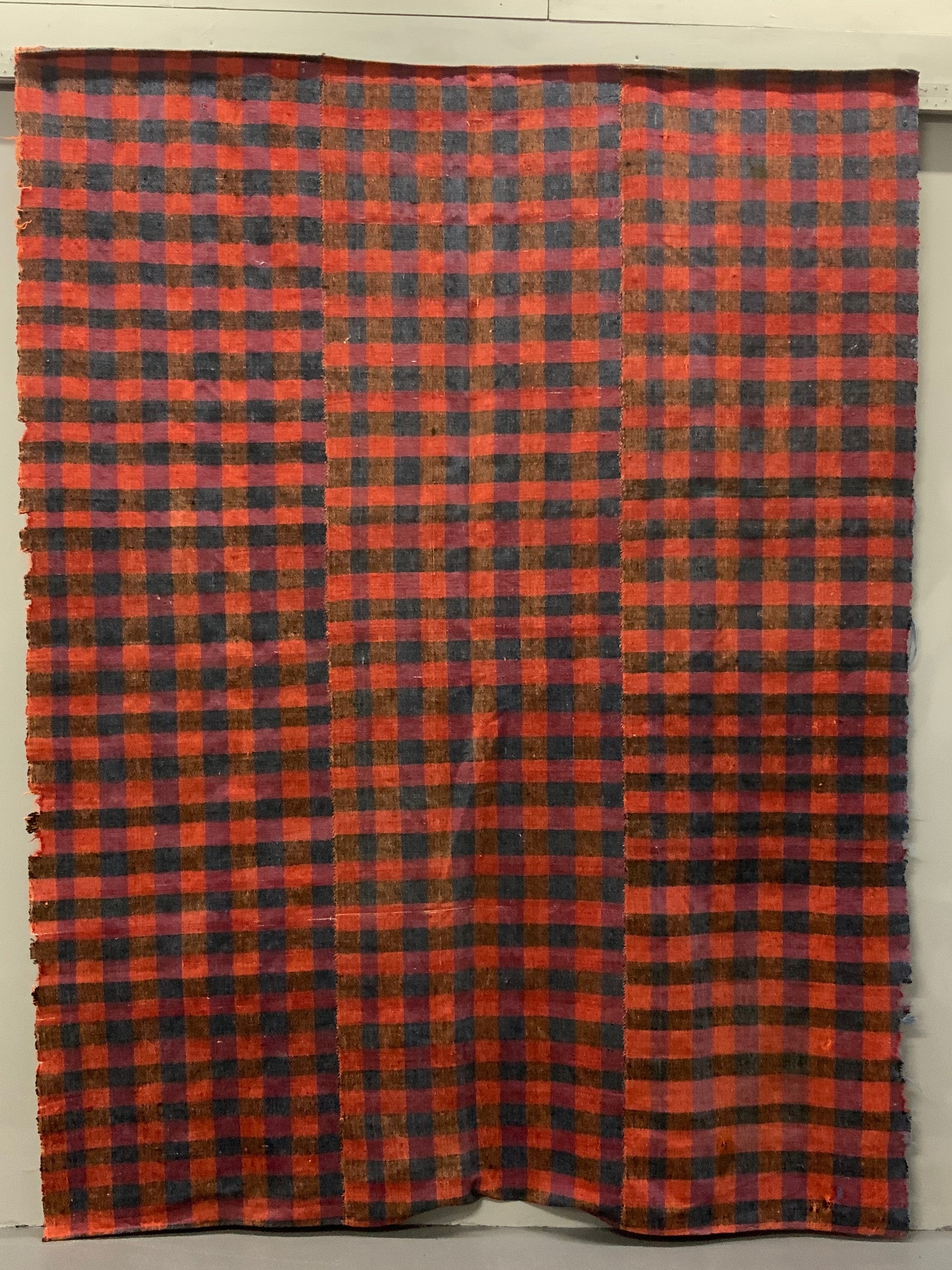 Turkish chequered wool flatweave cover (231 x 180cm)