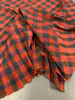 Turkish chequered wool flatweave cover (231 x 180cm)