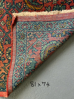Sultanabad vintage Mahal mat (81 x 74cm)