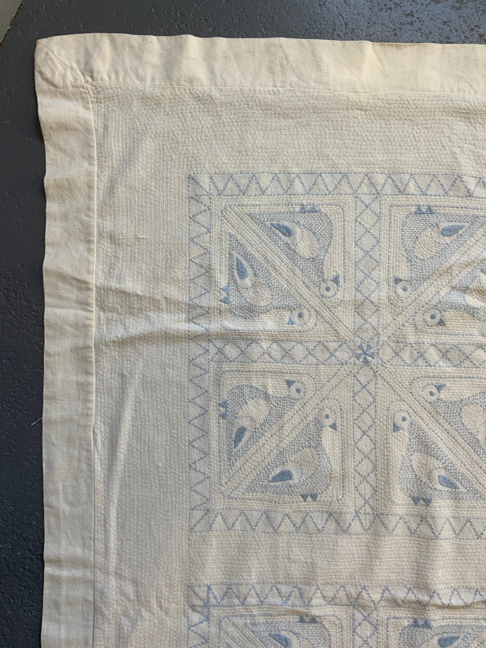 Indian Bengal kantha stitched bedcover (276 x 221cm)